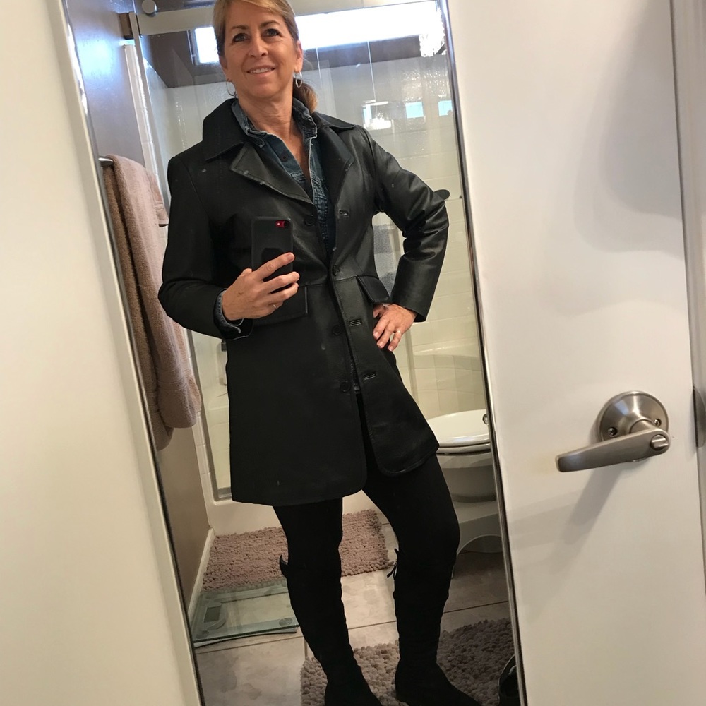 Black leather Jacket petite small